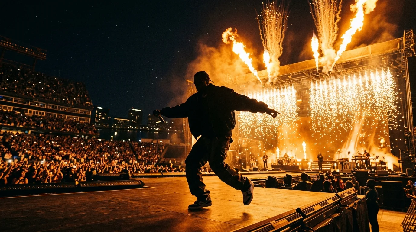 R&B artist stage choreography and pyro effects at Cincinnati Paycor Stadium concert