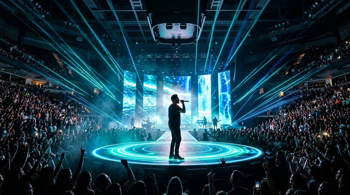 Live concert performance on circular B-stage at Columbia Colonial Life Arena